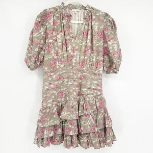 Anna Cate Womens Cottagecore Feminine DItsy Floral Print Ruffle Tyler Mini Dress